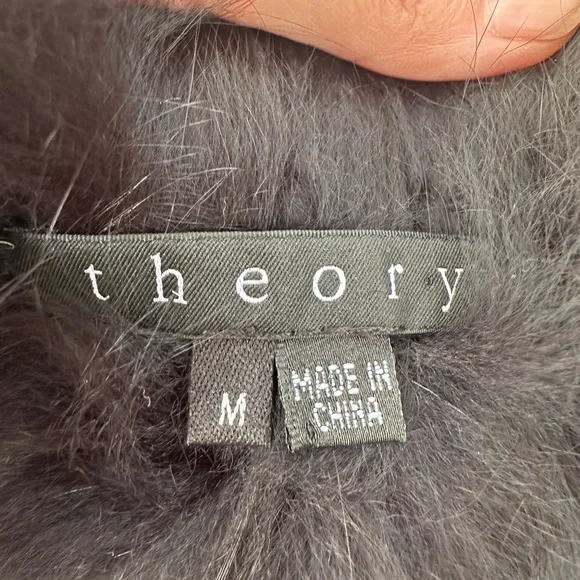 Theory Black Teddy Jacket Natural Blue Fox size M - Picture 2 of 12